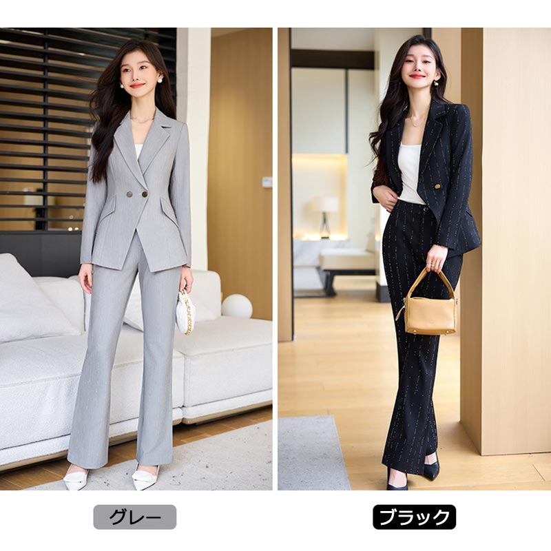 23区 Bahariye ウール ストライプ パンツスーツ 上下 44