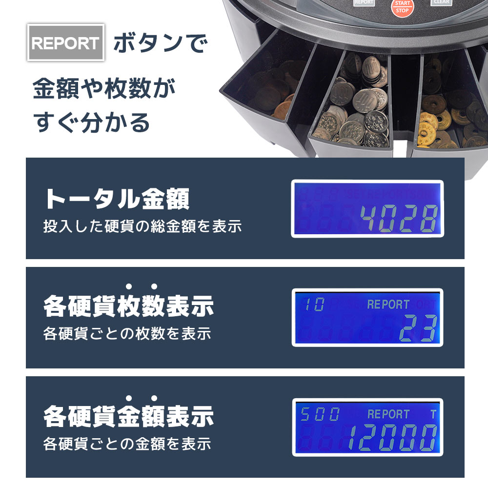 楽天市場】日本硬貨選別計数機 高速計数 コイン計数機 硬貨計算機 小銭