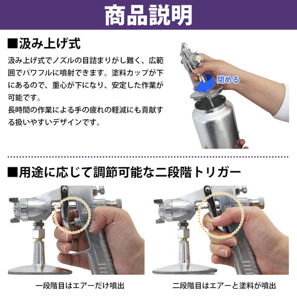 楽天市場】【口径サイズ 2.5mm 】吸上式 エアー スプレーガン 1000ml