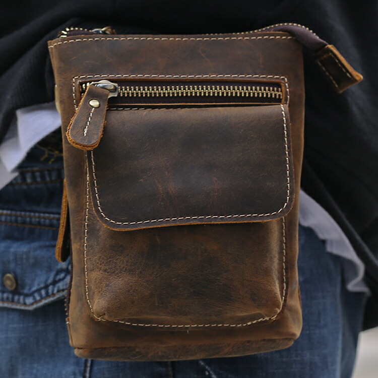 楽天市場】TIDING ビンテージ ウエストバッグ ベルトポーチ 本革