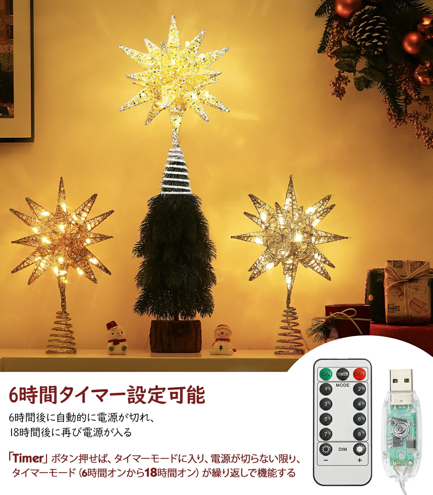 楽天市場】☆P20倍 12/25まで☆Lewondr クリスマスツリートップスター