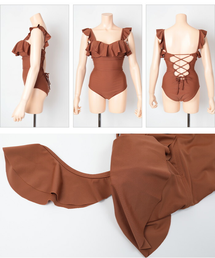 楽天市場】バッククロスフリルワンピース 水着 ビーチ プール 海