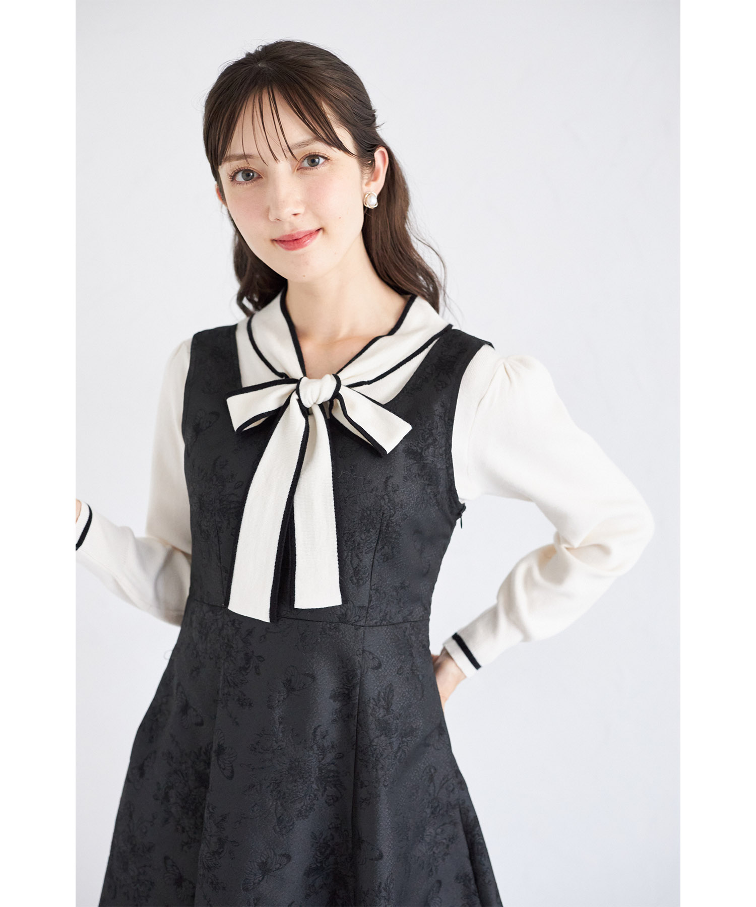 楽天市場】配色ライン入りボウタイりぼんニットプルオーバー【racady