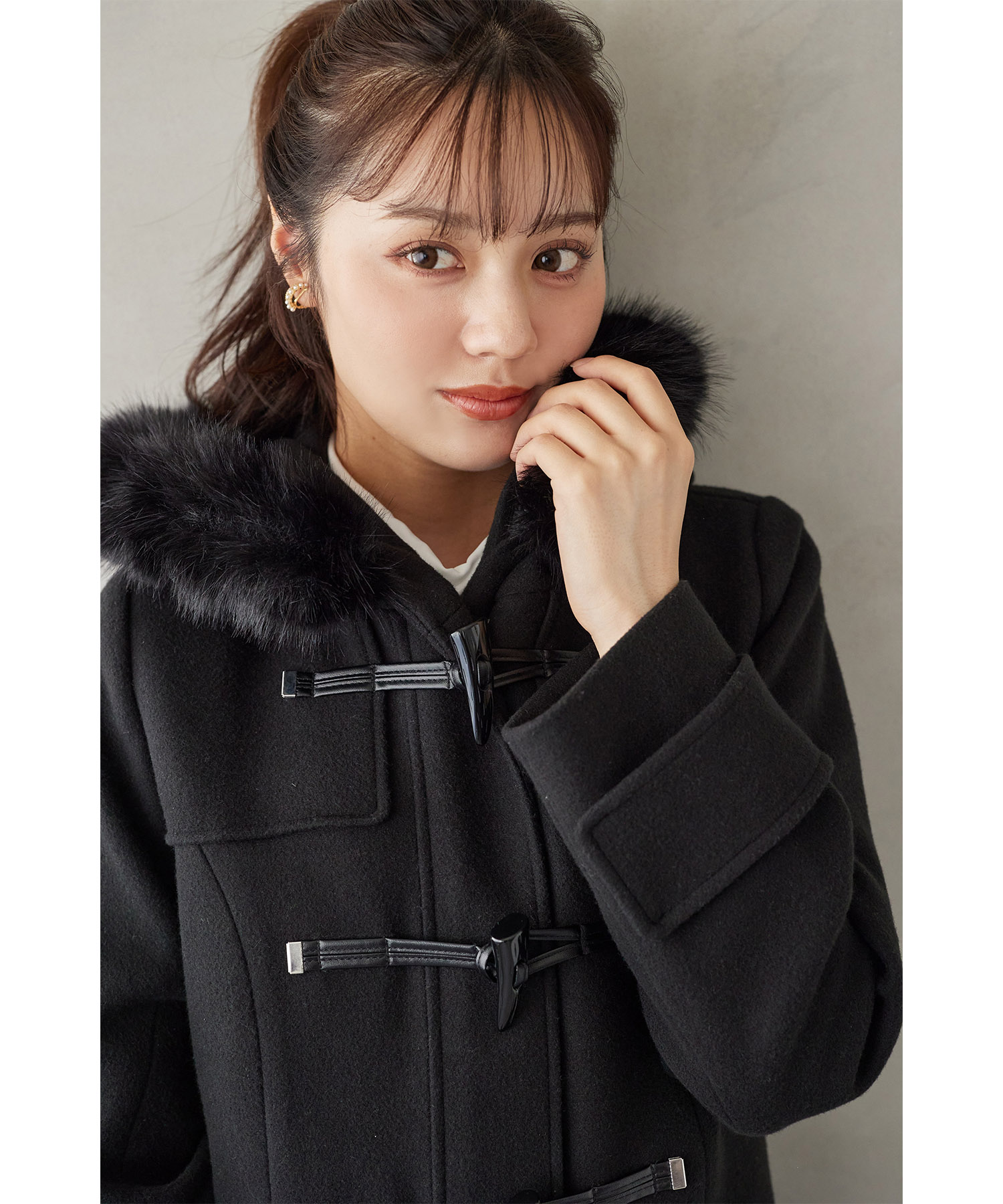 楽天市場】取り外し可能なファー付きフィット＆フレアシルエット