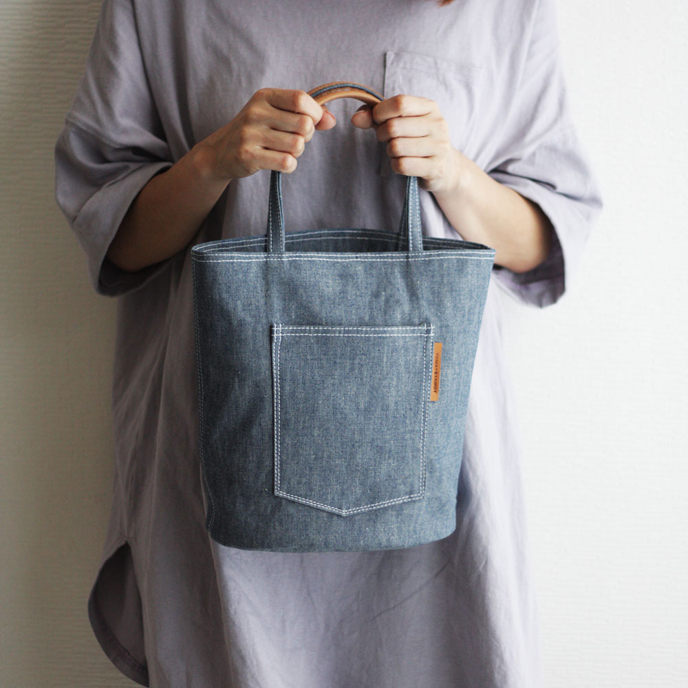 楽天市場】＼ポイント5倍／バケツトートバッグ 岡山デニム ヒッコリー