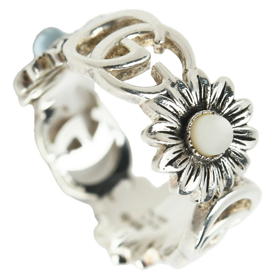 楽天市場】グッチ GUCCI マザーオブパール ダブルG フラワー リング