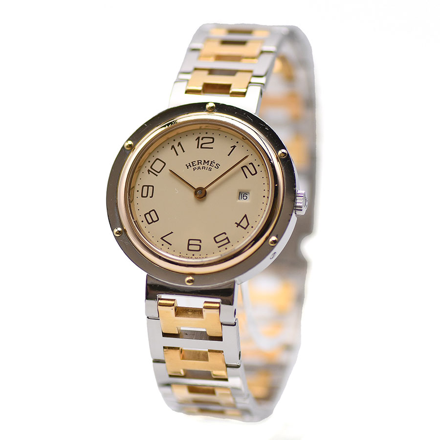 楽天市場】エルメス HERMES クリッパー コンビ 30MM クォーツ SS/GP