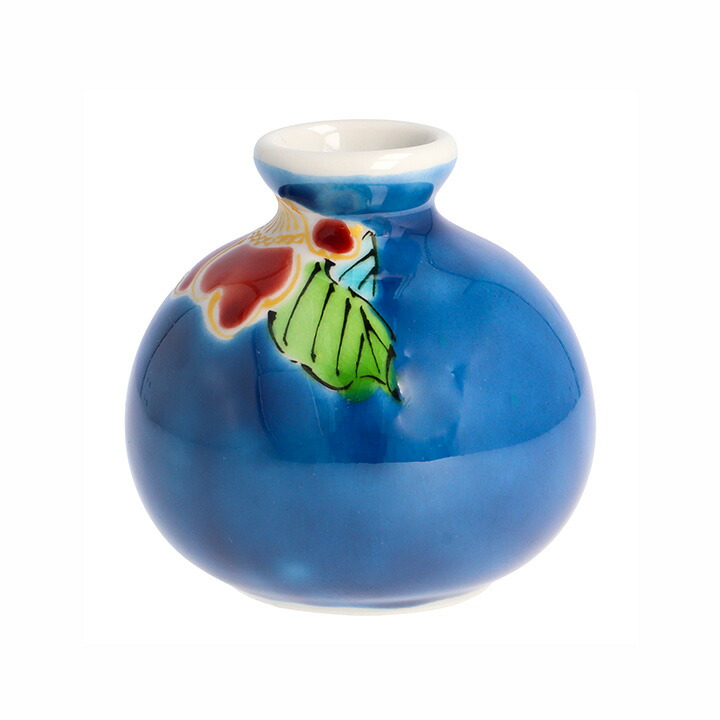 楽天市場】九谷焼 小つぼ花生 紺地山茶花 / 美山窯 | 花器 花瓶 小さい