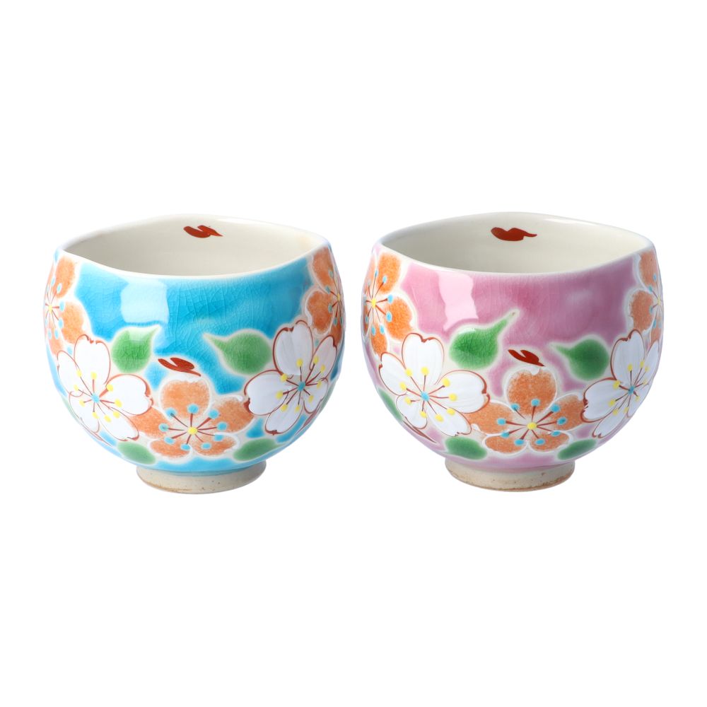 楽天市場】九谷焼 いっぷく碗 彩日和（桜）（ブルー・ピンク） / 虚空