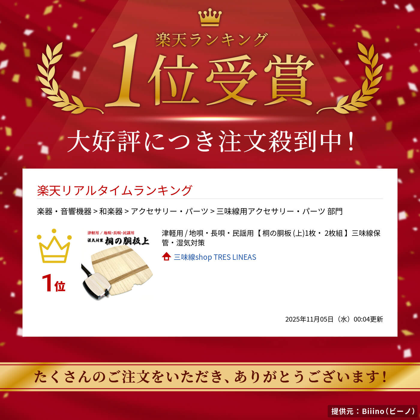 楽天市場】津軽用 / 地唄・長唄・民謡用【 桐の胴板 (上)1枚・ 2枚組