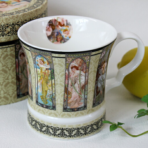 楽天市場】プレゼント用リボンの丸型BOX入り♪ 絵画マグカップ＜時の