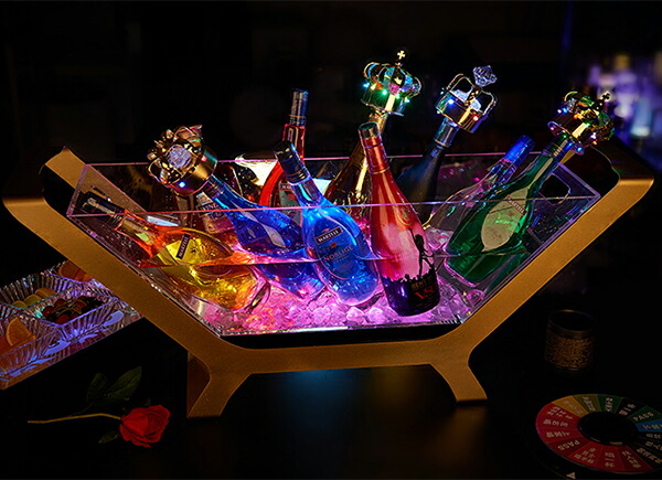 楽天市場】光る ワインクーラー 大型 舟形 台座付き マルチカラー 充電