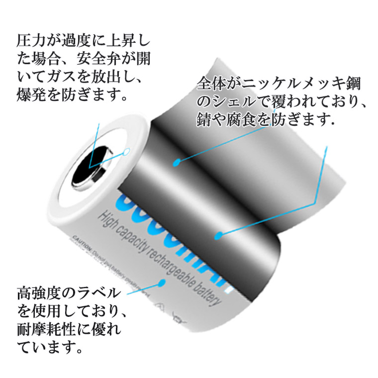 楽天市場】1年保障付 単1 充電池 ニッケル電池 5000mAh 2個セット 水素