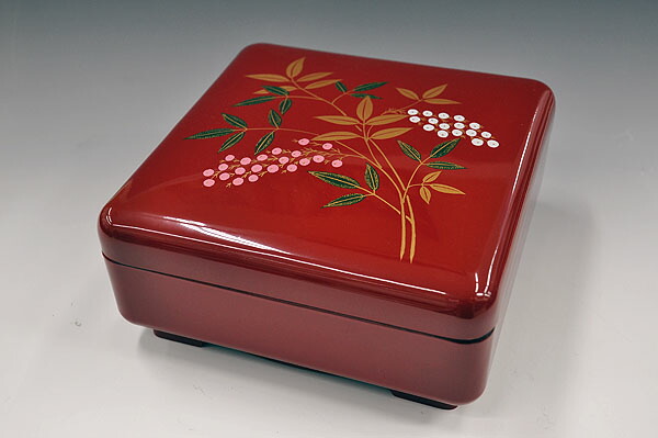 楽天市場】厄払い南天重箱朱 6.5 緑型 一段重 南天[会津漆器][厄除け