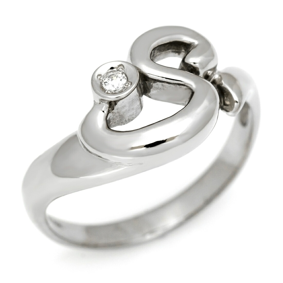 楽天市場】SV925 キュービックジルコニア イニシャル リング 「S」指輪