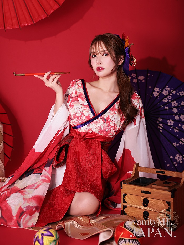 楽天市場】和風 コスプレ 衣装 花魁 花魁コスチューム 本格 ミニ 着物