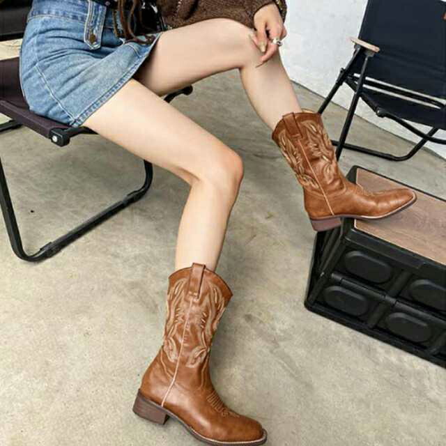 楽天市場】ウエスタンブーツ レディース ロングブーツ 防寒ブーツ