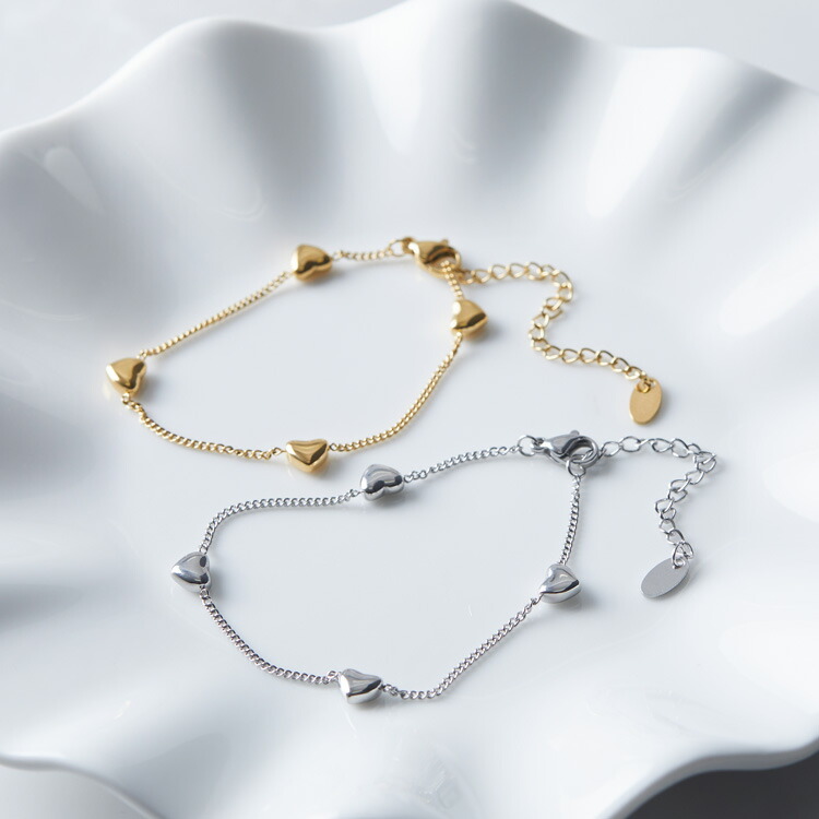 楽天市場】k18 ブレスレット レディース ステンレス ハート ゴールド