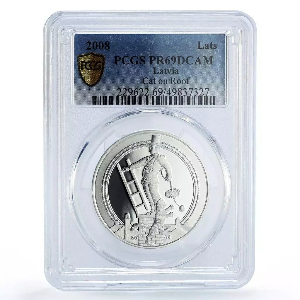 楽天市場】ラトビア 1 ラッツ ラッキー コイン 屋根の上の猫 PR69 PCGS