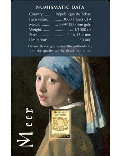 楽天市場】真珠の耳飾りの少女 ヤン・フェルメール 金貨 3000フラン