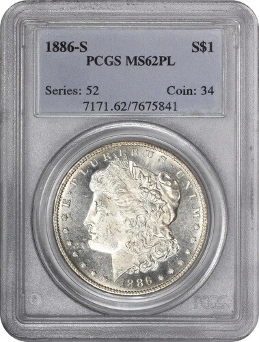 楽天市場】1886-S PCGS MS62PL モルガン・ダラー、日付が不明瞭で