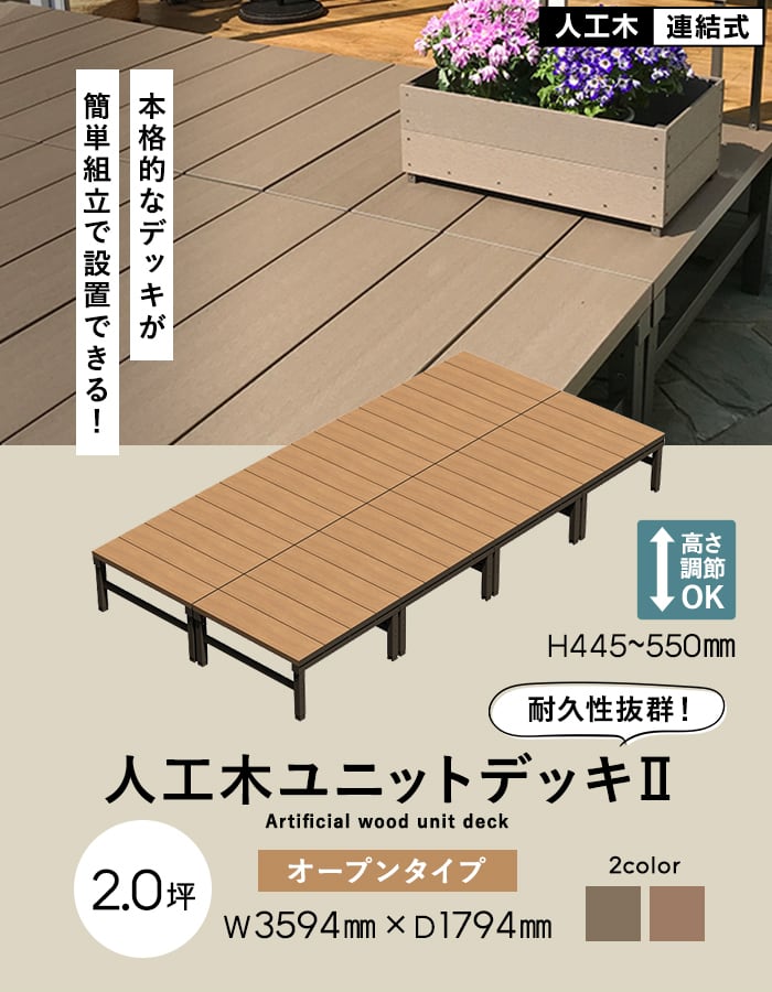 楽天市場】人工木ウッドデッキ ユニットデッキII オープンタイプ 2.0坪