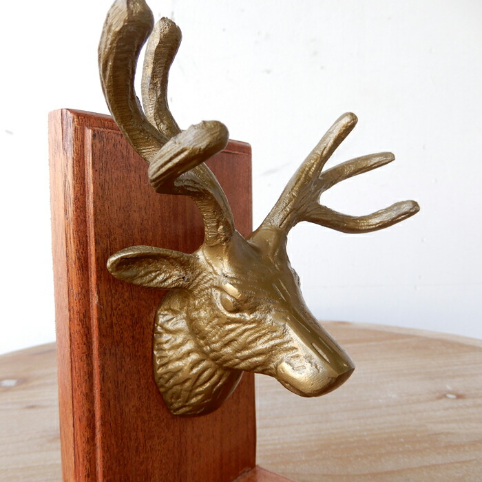 楽天市場】ブックエンド 鹿 しか シカ 本立て アンティーク調 おしゃれ