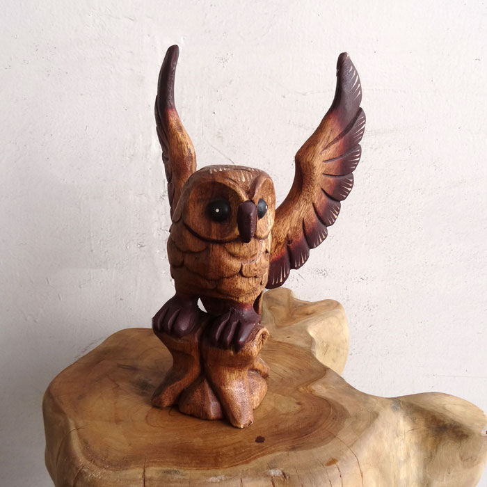 楽天市場】ふくろう フクロウ 置物 木彫り 木製 おしゃれ インテリア