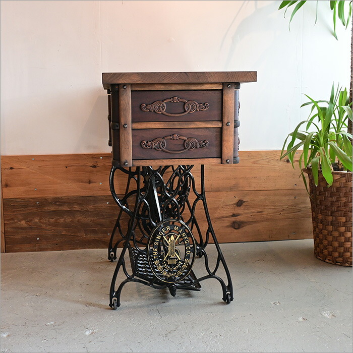 楽天市場】1点物 SINGER アンティークミシン台 リメイクデスク