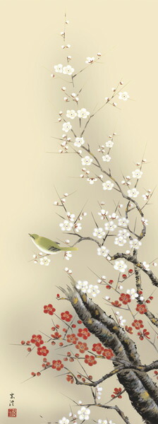 楽天市場】梅に鶯 掛け軸 : 襖（ふすま）・掛け軸屋 和紙苑