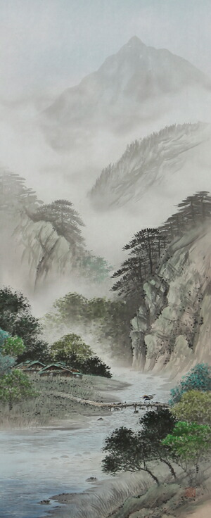 楽天市場】掛け軸 掛軸（かけじく）彩色山水（森 邦堂）全国送料無料