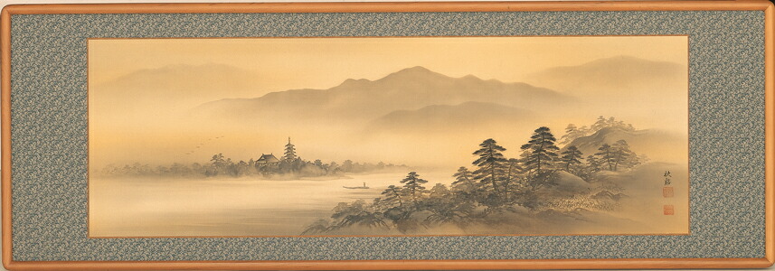 楽天市場】和額 らんま額（欄間額） 扁額 額装作品淡彩山水（加野 秋谿