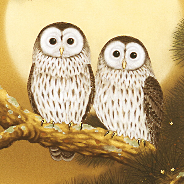 楽天市場】掛け軸 掛軸（かけじく）月宵夫婦梟（武藤 高雅）＜太巻桐箱