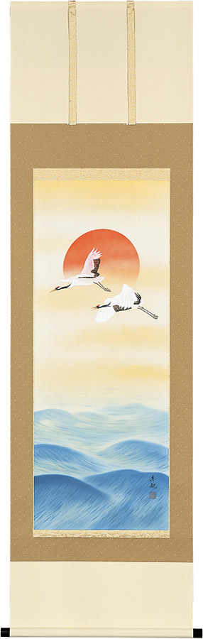 楽天市場】掛け軸 掛軸 旭日飛鶴 喜多川東観 尺五立(54.5×190cm) 桐箱