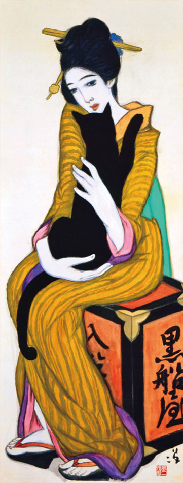 楽天市場】掛け軸 掛軸 黒船屋 竹久夢二(複製画) 尺五立(54.5×175cm