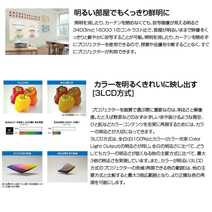 楽天市場】EPSON 電子黒板機能内蔵 液晶プロジェクター EB-536WT