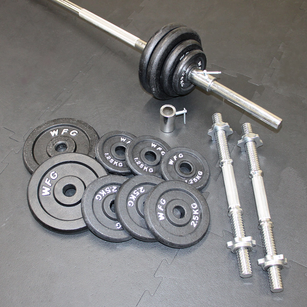 楽天市場】アイアンバーベルダンベルセット 50kg送料無料 筋トレ