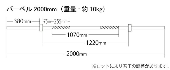楽天市場】バーベルシャフト 2000ミリ T型カラー2個付28mm 送料無料