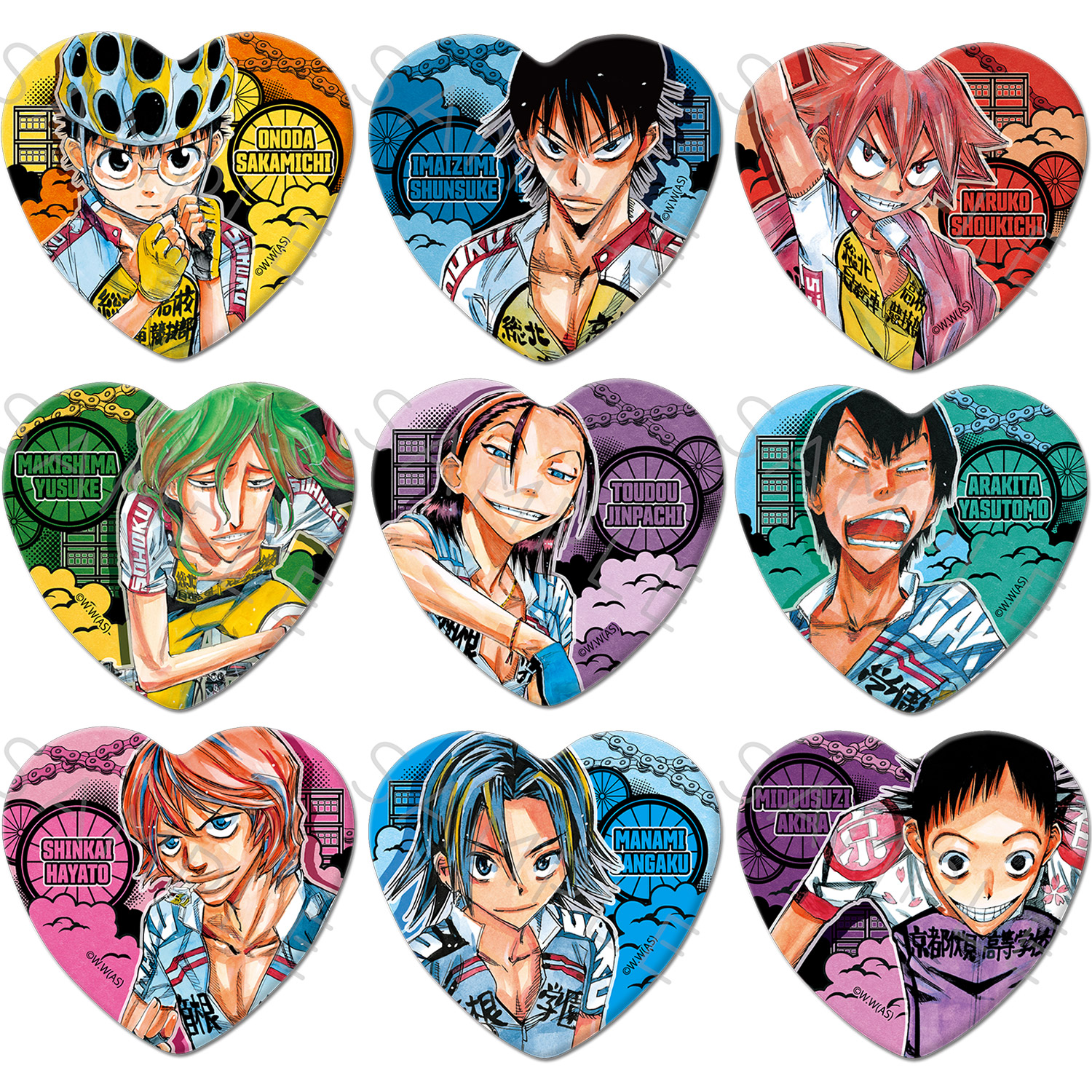 楽天市場】『弱虫ペダル』 ハート型缶バッジ A(小野田 坂道) B(今泉