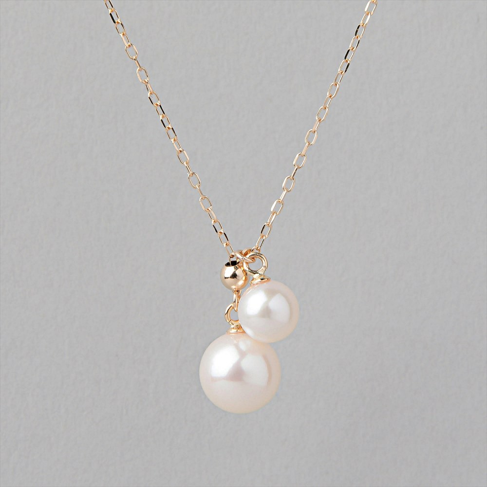 楽天市場】《Carina》あこや真珠 2粒ペンダント 5.5-8.0mm K18YG