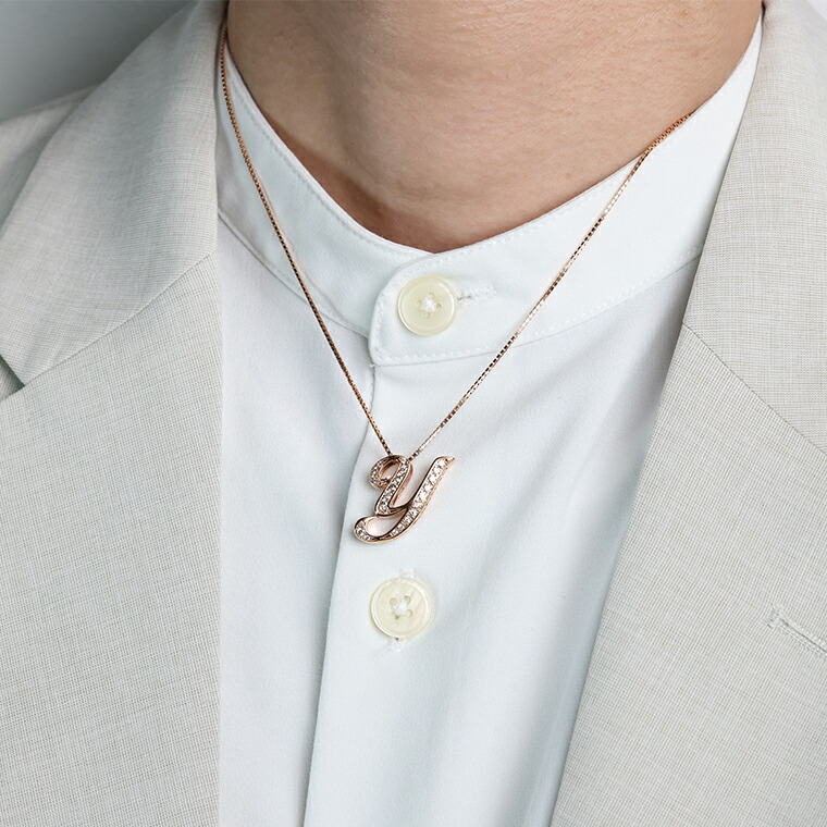 ゆきざき NOMBREアルファー イニシャルペンダント ホワイトゴールド