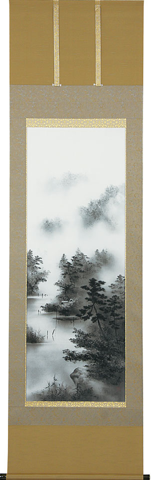 楽天市場】掛軸 掛け軸 水墨山水 中沢勝 尺五立 約横54.5×縦190cm