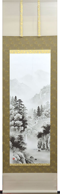 楽天市場】掛軸 掛け軸 水墨山水 村上和義 尺五立 約横54.5×縦190cm