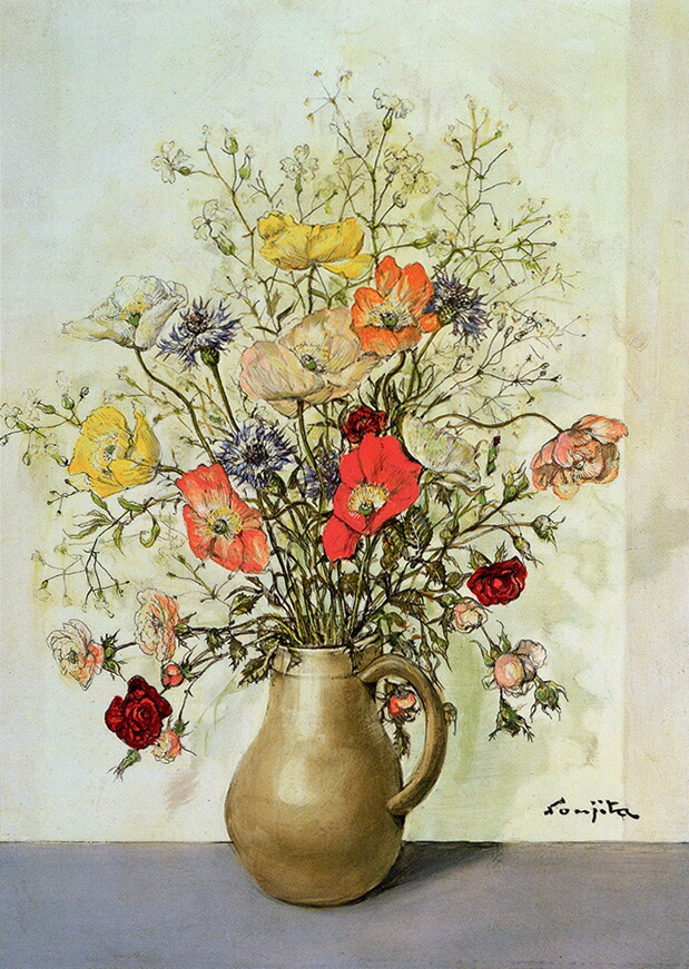 楽天市場】ポストカード アート 藤田嗣治「花瓶の花」105×148mm 名画