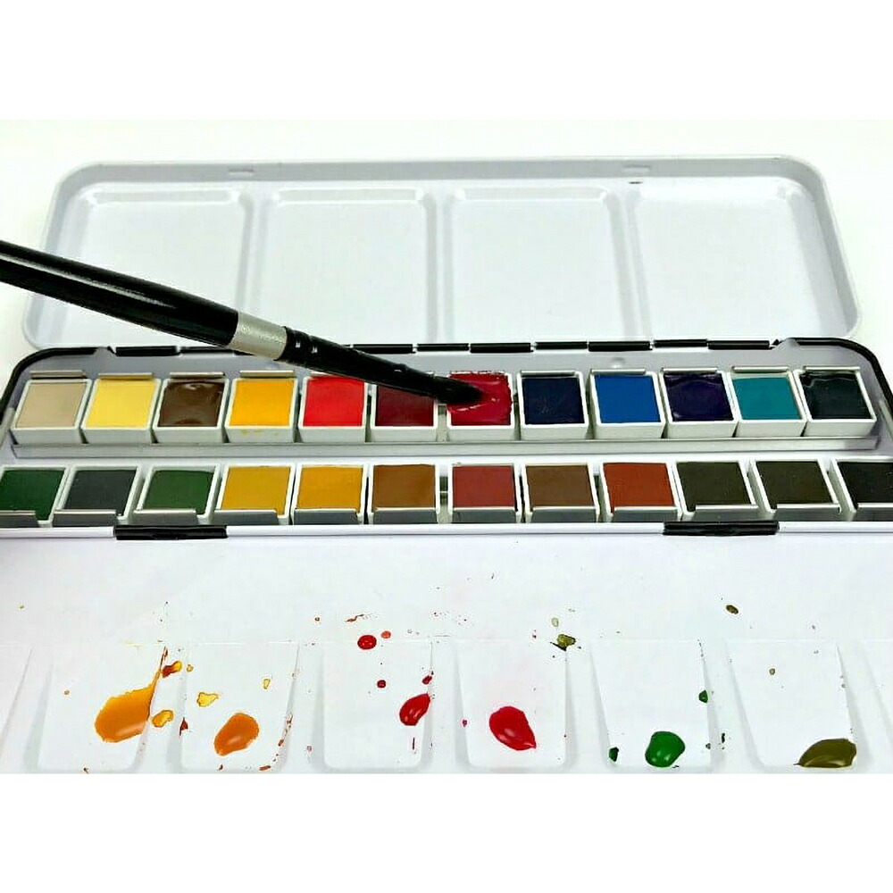楽天市場】ダニエルスミス 固形 水彩絵具 ハーフパン 24色セット