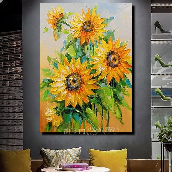 楽天市場】【絵画】【油絵】ひまわり【手書きの油彩画】【壁掛け
