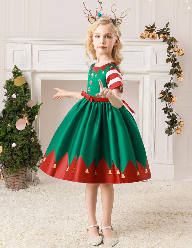 楽天市場】クリスマスワンピース 赤緑切り替え スター Aライン 半袖