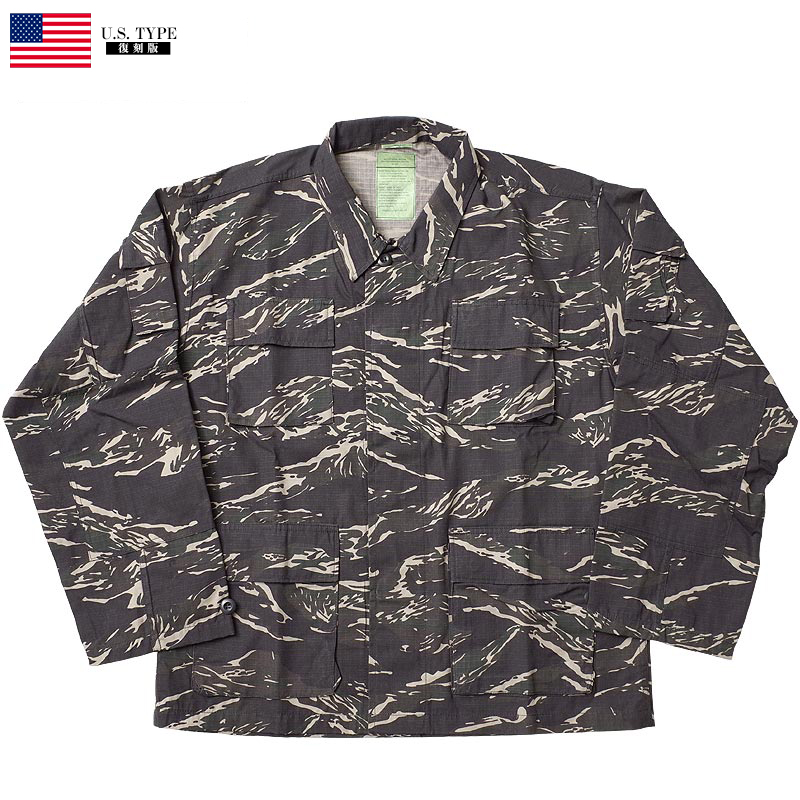 楽天市場】米軍タイプ BDUジャケット ブラックタイガーカモ リップス