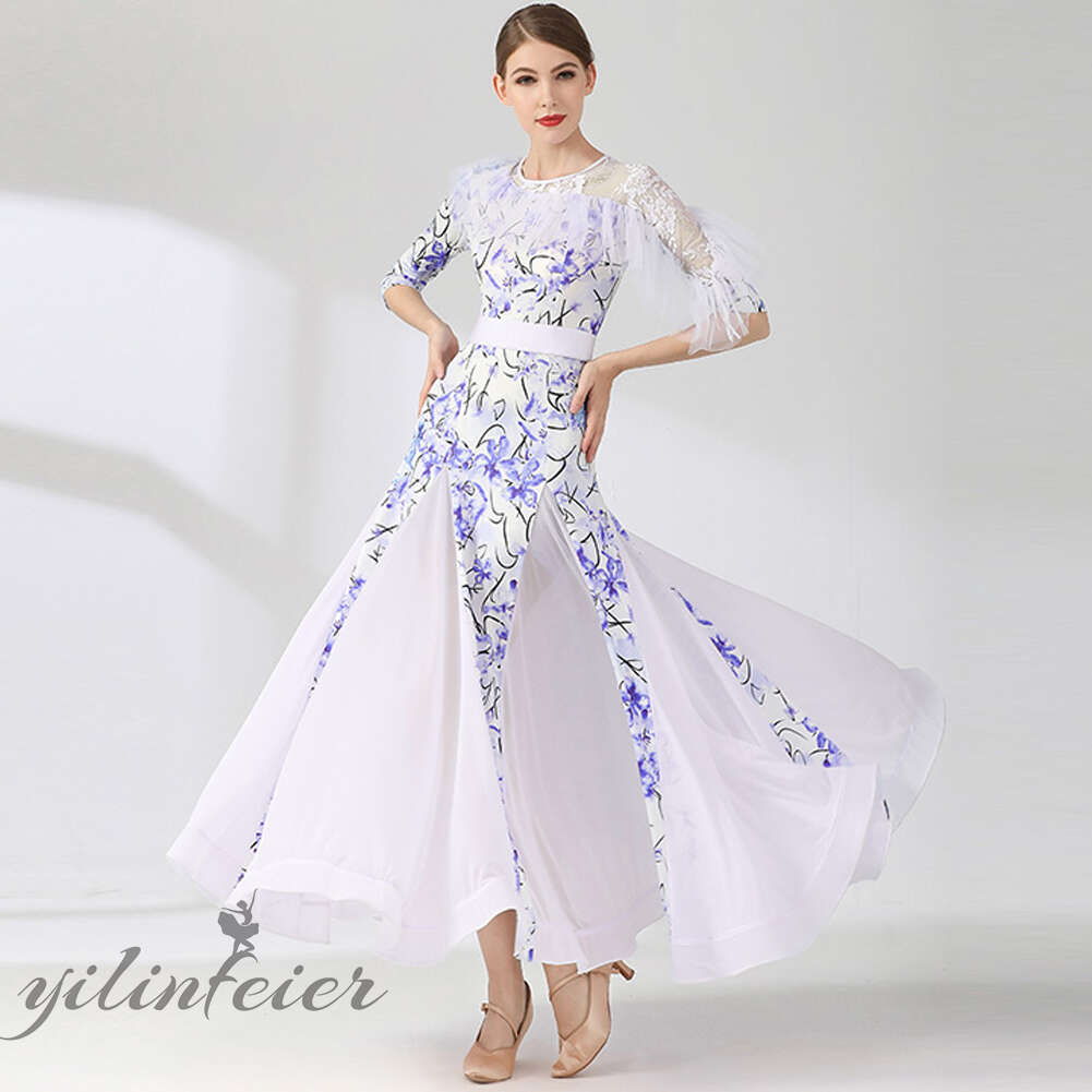 楽天市場】社交ダンスドレス 社交ダンス衣装 爽やかな白柄