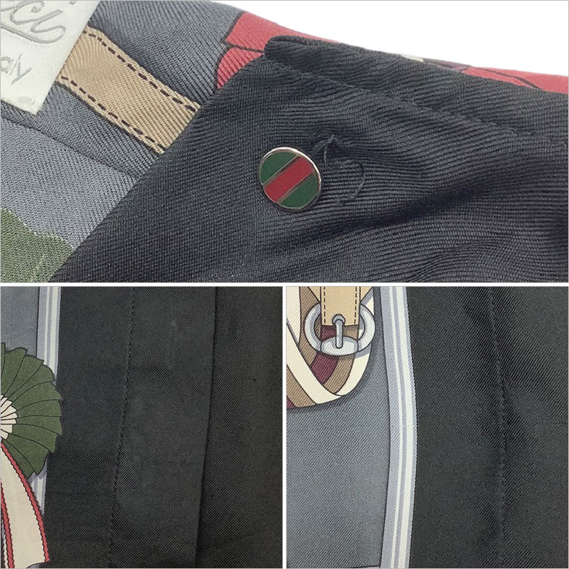 楽天市場】GUCCI グッチ ブラウス シルク グレー ブラック レッド